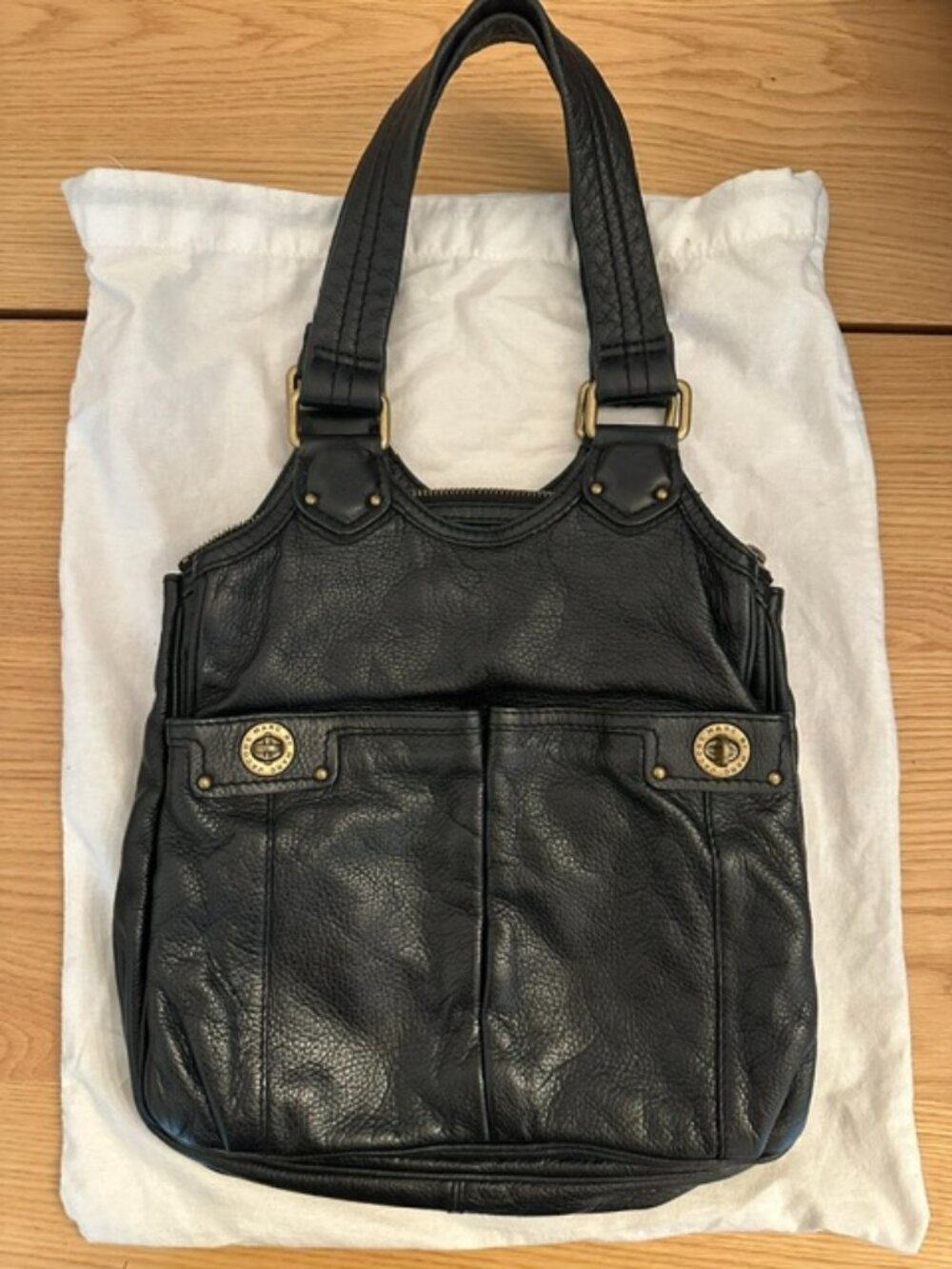 Marc by Marc Jacobs Black Pebbled Leather Hobo Tote Bag